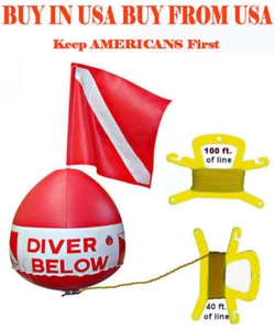 Bandiera galleggiante scuba snorkel immersione gonfiabile vinile vynl bouy boa palla rosso bianco kit - Foto 1 di 6