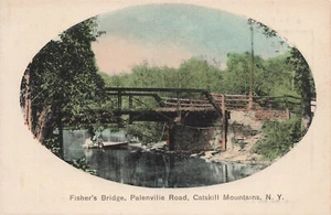 VINTAGE CATSKILL MOUNTAINS NY FISHERS BRIDGE PALENVILLE RD POSTCARD 83022 R - Picture 1 of 2