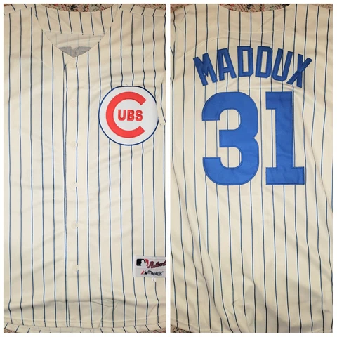 Throwback Chicago Cubs Greg Maddux #31 Cream Color Large Baseball Jersey Cover