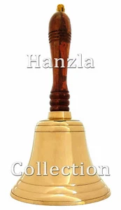 Campana de mano grande estilo antiguo de latón y madera 11"/campana de escritorio vintage campana escolar - Imagen 1 de 5