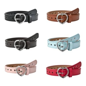 Baby Girl Kid Child Skinny Metal Heart Buckle Faux Leather Belt Dress Waistband - Picture 1 of 16