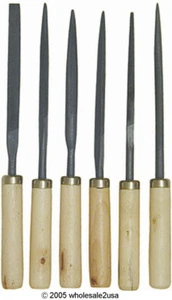 6 Master Locksmith Lapidary Files w/Classic Wood Handle - Picture 1 of 1