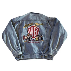 Giacca denim vintage Looney Tunes blu Warner Bros ricamata XS grande logo - Foto 1 di 11