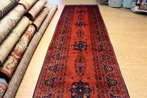FINE QUALITY HANDMADE TURKMEN HALL RUNNER 12 FT. LONG WOOL TRIBAL TURKOMAN - Picture 1 of 12