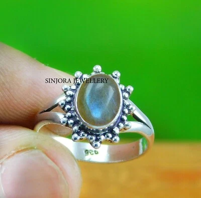 Anillo de regalo hecho a mano con piedras preciosas de labradorita 925 talla 5 a 13 de Estados Unidos Foto 1 de 4