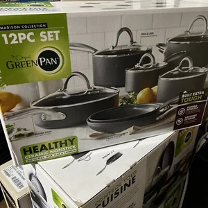Juego de utensilios de cocina antiadherentes de cerámica dura anodizada GreenPan Madison 12 piezas nuevo - Imagen 1 de 7