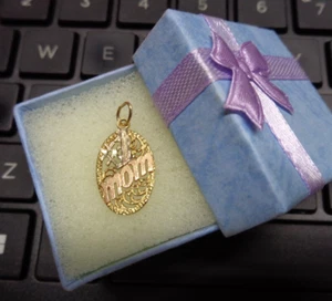 Estate Jewelry ~ 14K Yellow White Rose Gold TRI-COLOR ~ 1.1g #1 MOM Pendant - Picture 1 of 7