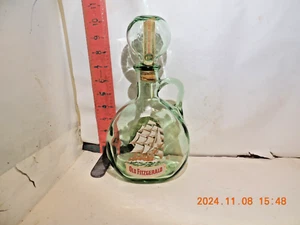 Vintage Old Fitzgerald Flagship Decanter Bottle Green Glass Whiskey Empty - Picture 1 of 3