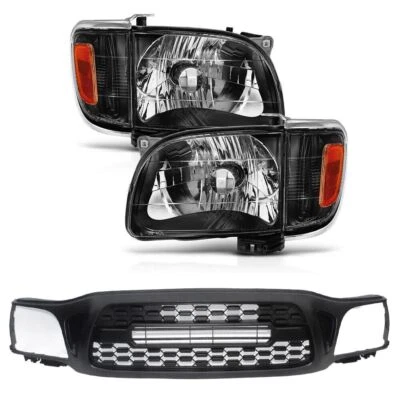 Faros para Toyota Tacoma 2001-2004 + luces de esquina + rejilla delantera negra mate Foto 1 de 4
