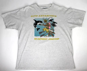 Vintage 1991 Tauchen Antarktis McMurdo Station graues T-Shirt Gr. L Oneita einzelner Stich - Bild 1 von 16