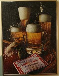 Budweiser Puzzle Bier Schild - ~GERAHMT~ - Bild 1 von 2