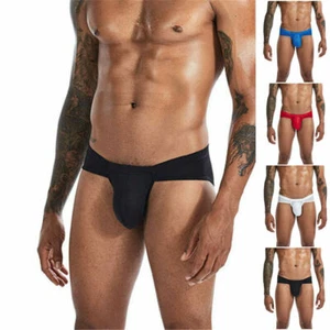 Men's Sexy Briefs Bulge Pouch Ice Silk Underwear Low-waist Ultra-thin Panties - Picture 1 of 23