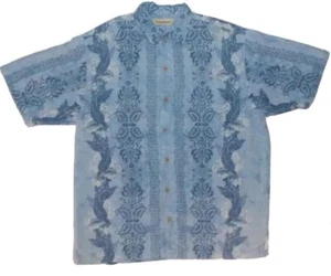 Tommy Bahama Silk Shirt Men's Size Large Blue Short Sleeve - Picture 1 of 7