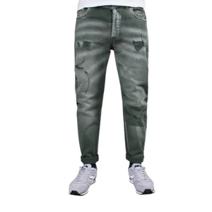 Jeans Hose Grün Herren Casual Riss Brüche Denim Baumwolle Stonewashed - Bild 1 von 4