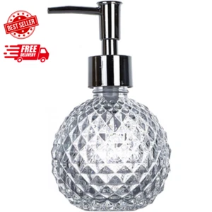 8 Oz Clear Soap Dispenser Glass Jar Vintage and Elegant Lotion Soap Dispenser Ha - Picture 1 of 8