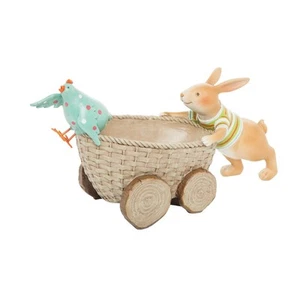 Conejo de Pascua de 5,7" x 10,6" cesta de empuje coche con figura decorativa de pollito - Imagen 1 de 1