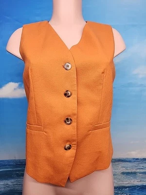 Nuevo con etiquetas Chaleco Commense Naranja Sin Mangas Abotonado Mediano  Foto 1 de 4