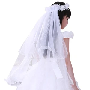 First Communion Veil for Girls, Head Wreath With Veil, Wedding Flower Pearl V... - Picture 1 of 7