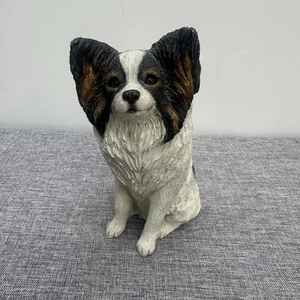Vintage Sandicast Papillon Dog Figure 5 Inches White And Black - Bild 1 von 7