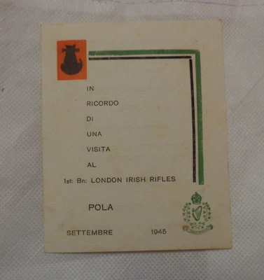 POLA 1945 VISITA 1° BATTAGLIONE DEI FUCILIERI IRLANDESI DI LONDRA - Immagine 1 di 3