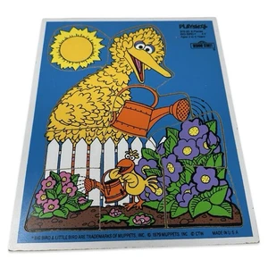 Vintage 1979 Playskool Sesame Street Big Bird Wooden Puzzle 315-20 9 Pieces - Picture 1 of 3