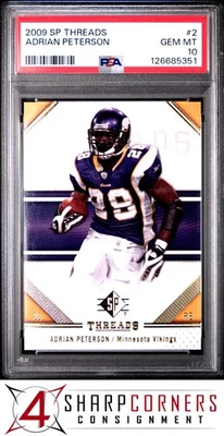2009 SP THREADS #2 ADRIAN PETERSON VIKINGS PSA 10 - Image 1 of 3