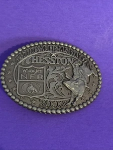 2009 Hesston Natl Finals Rodeo Montana Silversmiths Belt Buckle Wrangler Youth - Picture 1 of 6