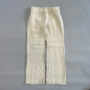 Eileen Fisher Pant Women 4 Beige Linen Wide Leg Cropped Casual Lightweight - Picture 1 of 6