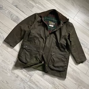 Men's Vintage Rare Barbour Wax Northumbria A400 80s 2 CREST size 46/117 Green - Picture 1 of 19