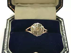 Victorian Gold & Silver Antique Ring Paste stone 9ct Gold & Silver Ring - Size O - Picture 1 of 18