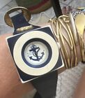 Antique art deco almo paris square-face watch Sailor Anchor Gold ￼Wheel FRANCE