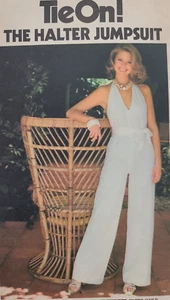 Vtg 1970s Uncut Butterick Sew Pattern Tie On Halter Jumpsuit Romper Knit Disco - Picture 1 of 4