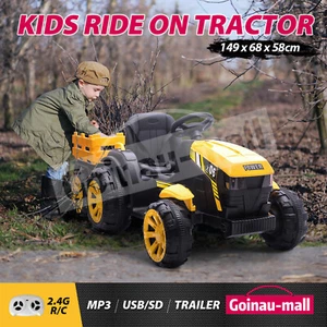 Electric Kids Ride On Car Toy Remote Control Electric Tractor Vehicle Trailer - Picture 1 of 12