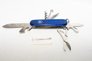 Rare Victorinox Officer Suisse Swiss Army Knife Blue Translucent - Picture 1 of 9