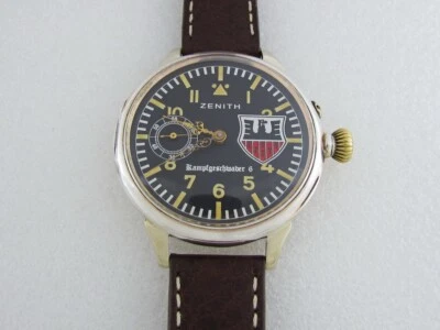 Zenith Laco Aviator Bomber Wing 6 Luftwaffe Pilotos Segunda Guerra Mundial Antiguo Reloj Suizo Plata Foto 1 de 4
