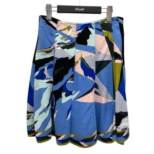 Emilio Pucci Skirt Mini Sky Blue Multicolor Pleated Italy Size 34 US2 - Picture 1 of 3