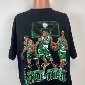 Nutmeg Boston Celtics Triple Threat T Shirt Vtg 90s Reggie Lewis Dee Brown XL - Picture 1 of 6