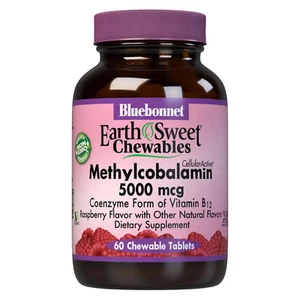 Bluebonnet Methylcobalamin Vitamin B-12 5000 Mcg Raspberry 60 Tablets - Picture 1 of 7