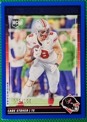 Cade Stover /100 2024 Panini Score Cade Stover Rookie RC #353 Blue SP Texans - Image 1 of 2