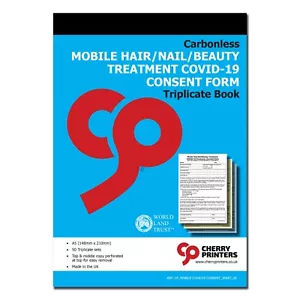 Cherry NCR Mobile Hair/Nail/Beauty Treatment Consent Form A5 Triplicate