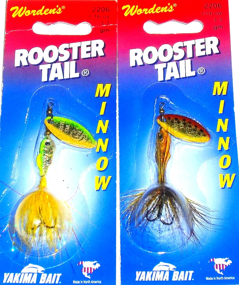 Worden's Yakima 1/16 Bait Rooster Tail Minnow Spinners (Lot of 2-Great Colors) - Image 1 of 1