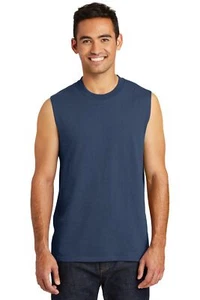 Port & Company PC54SL Mens Sleeveless Core Cotton Stylish Crew Neck T-Shirt - Picture 1 of 7
