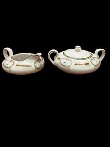 Art Deco Creamer and Covered Sugar Bowl Set Lovebirds H & G Bavaria Heinrich - Picture 1 of 12