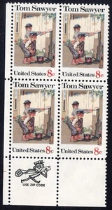Scott #1470 Tom Sawyer Zip Block of 4 Stamps - MNH - Picture 1 of 1