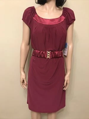 OC by Oleg Cassini Burgundy Dress Size 12 NWT - Image 1 of 4
