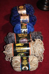 Lion Brand  Chenille lion Suede Yarn Lot of 6 Skeins - Picture 1 of 1