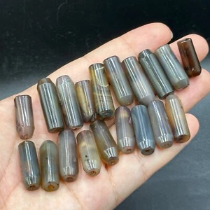 Lotto di 19 perle di agata originale antico tibetano himalaya molto raro e bello - Foto 1 di 23