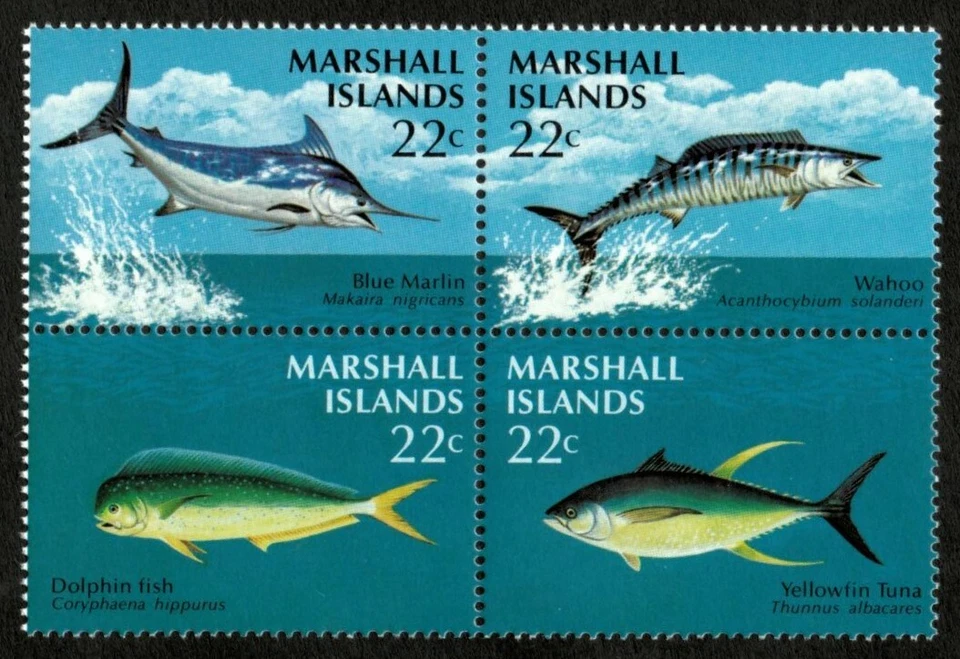 Маршалловы острова 1986 - Game рыбы марлин тунец - блок из 4 - Скотт 127a - MNH - Изображение 1 из 1