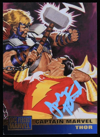 1995 Jackson Bostwick Captain Marvel DC Versus Signed Card (JSA/Bostwick LOA) Cover