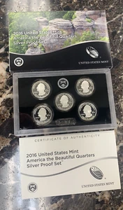 2016 S US Mint SILVER Proof 5 Coin Quarter Set - ATB w/ OGP & COA - Picture 1 of 5